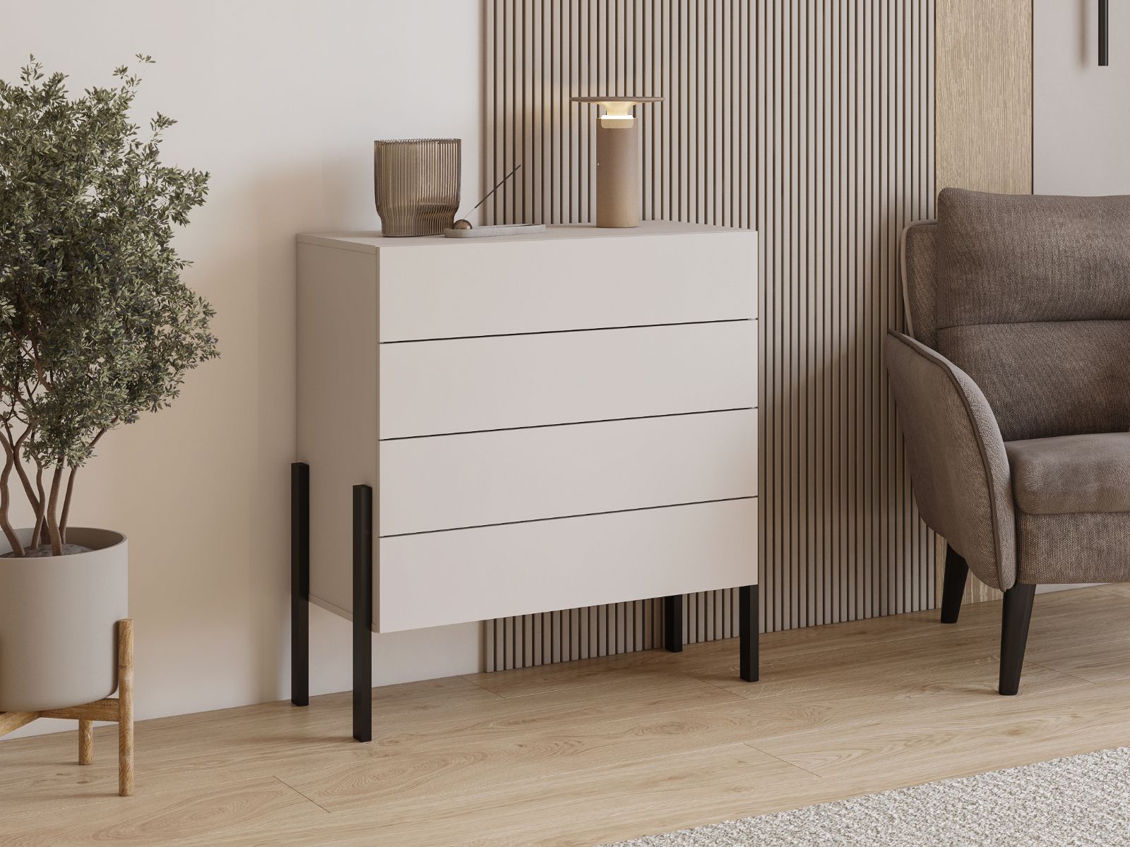 Commode JUKAMI 4 tiroirs cachemire