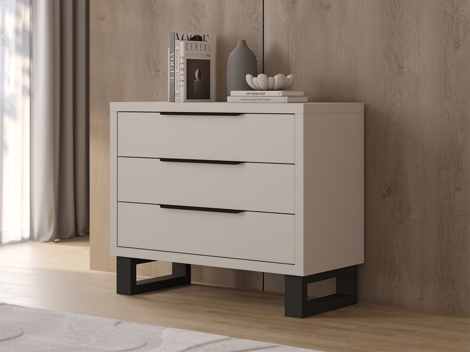 Commode HAMETTE 3 tiroirs cachemire