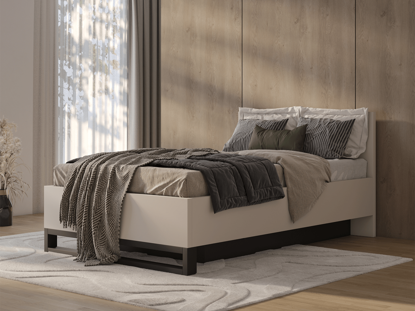 Lit HAMETTE 140x200 cm cachemire