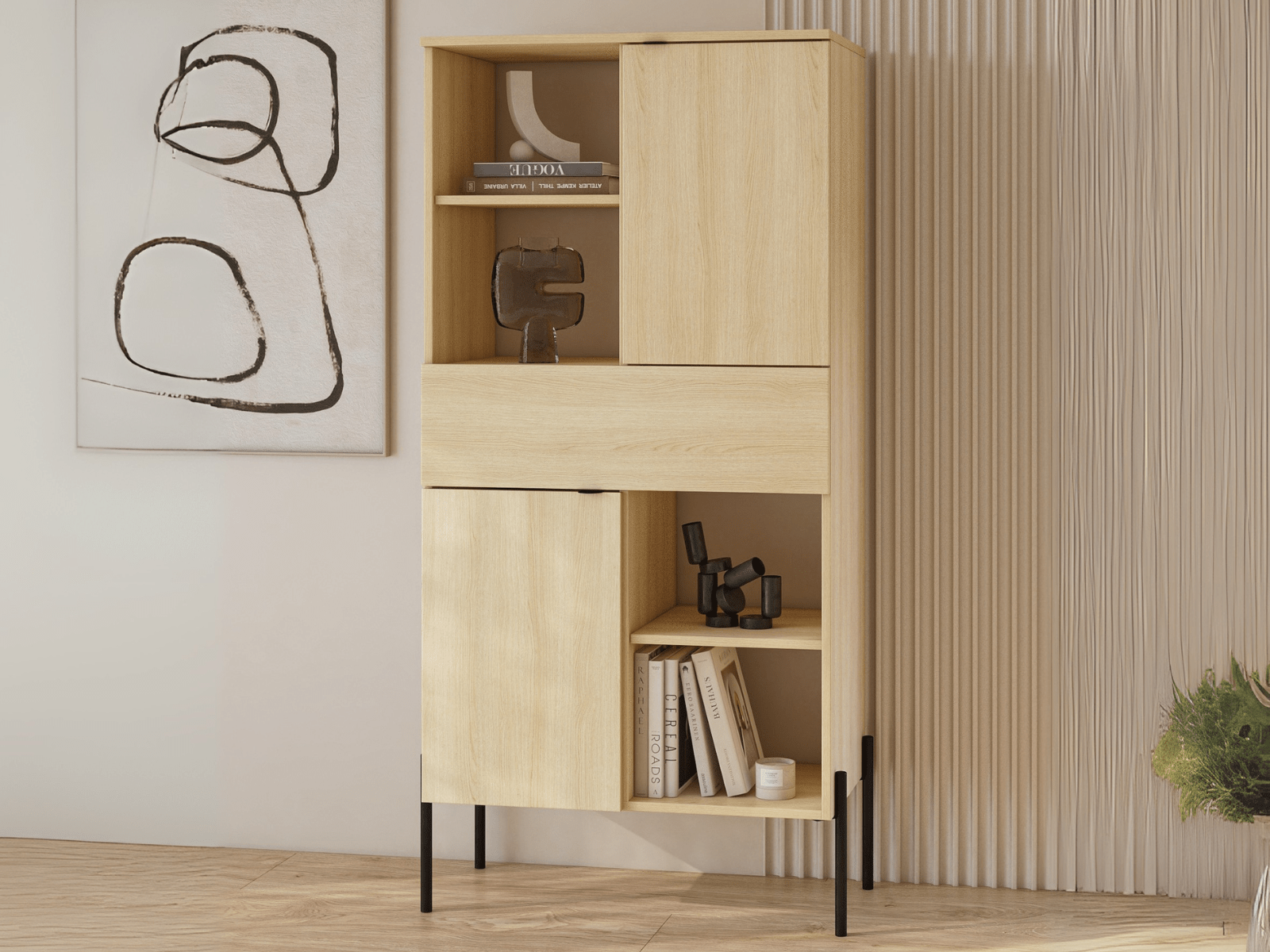 Armoire ORES 2 portes 1 tiroir chêne lindberg