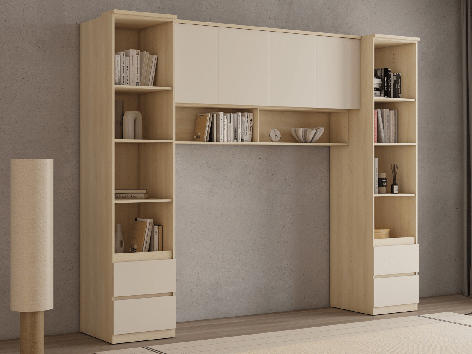 Pont de lit THEODORA 160 cm chêne lindberg/sable ouvert