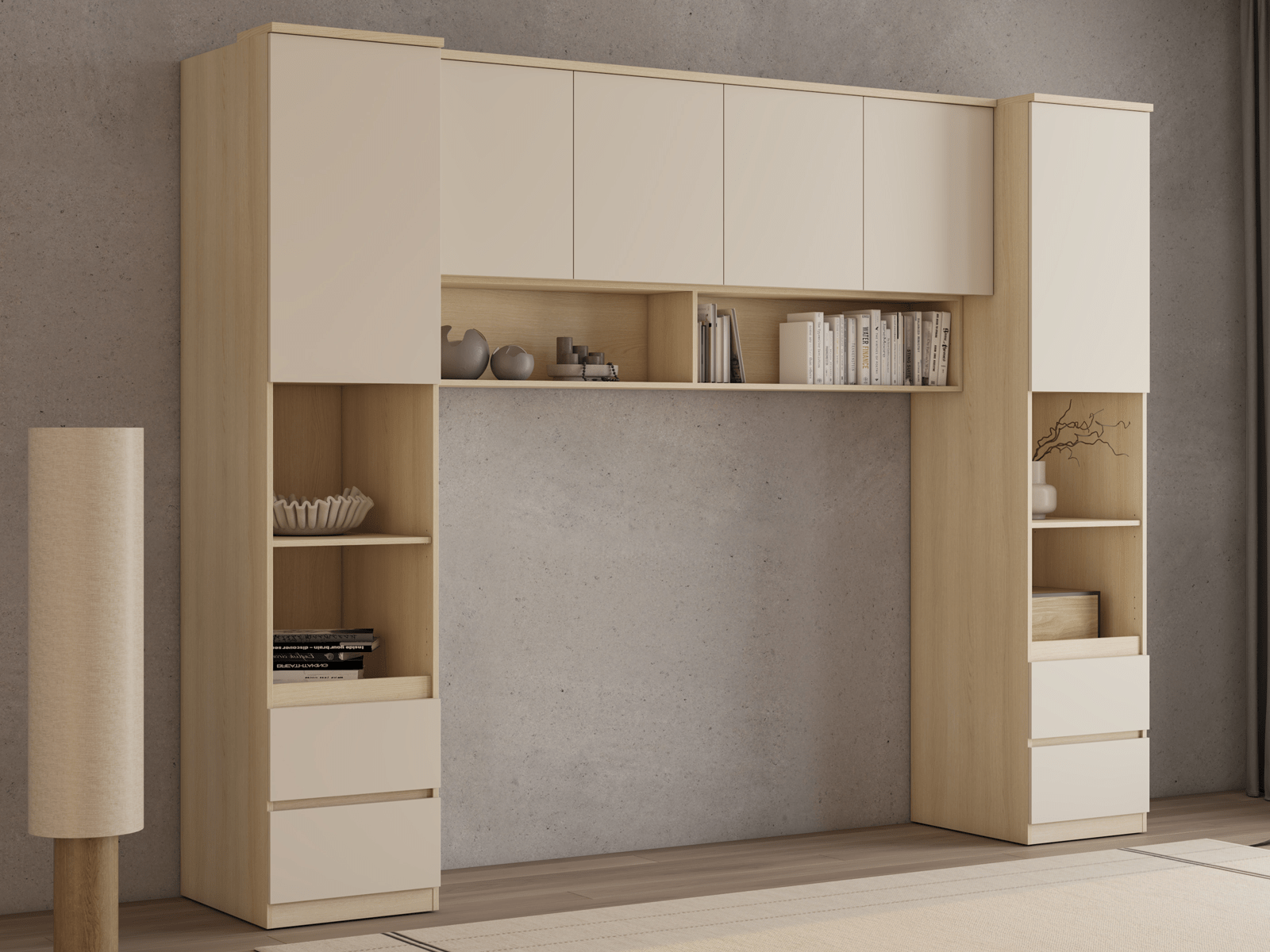 Pont de lit THEODORA 180 cm chêne lindberg/sable semi-ouvert