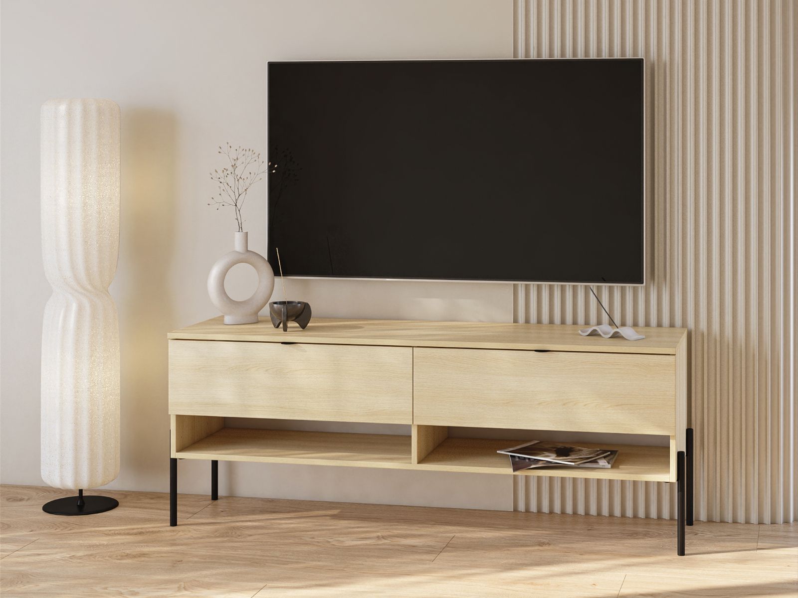 Meuble tv-hifi ORES 2 tiroirs chêne lindberg