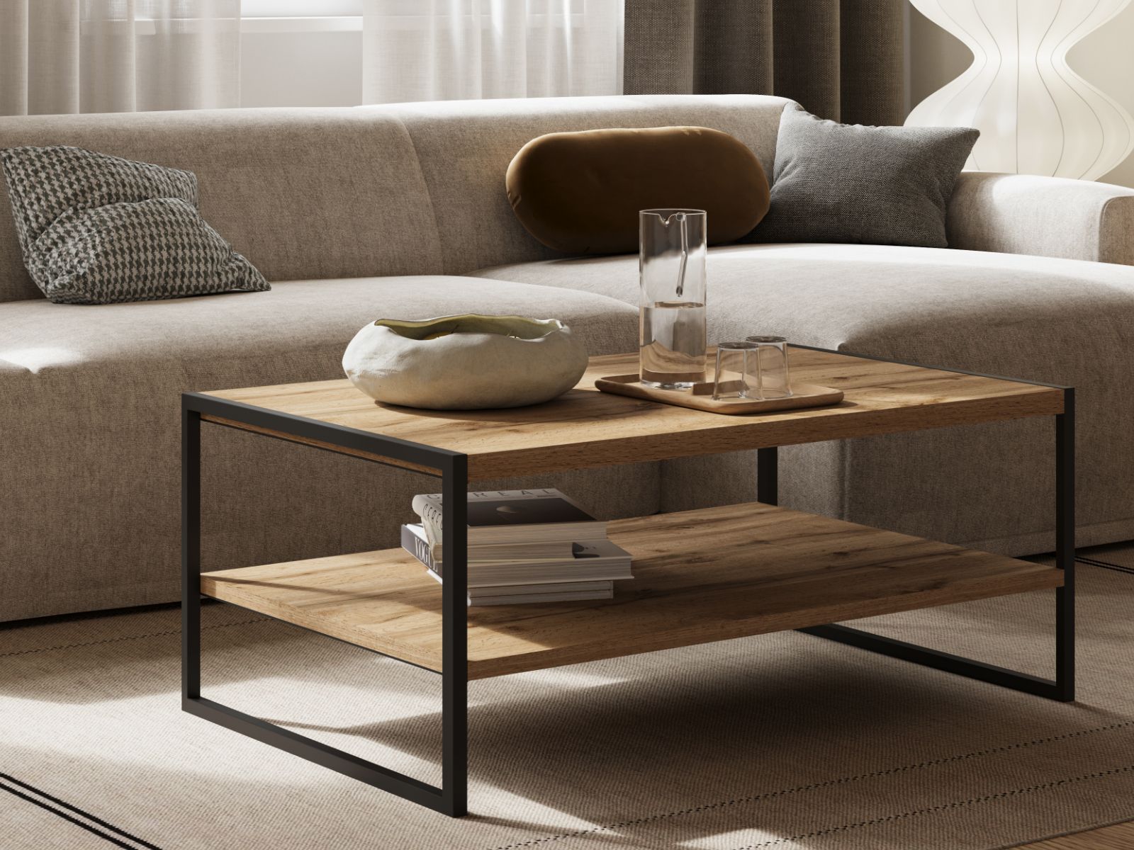 Table basse EKOWA 100 cm chêne wotan/noir