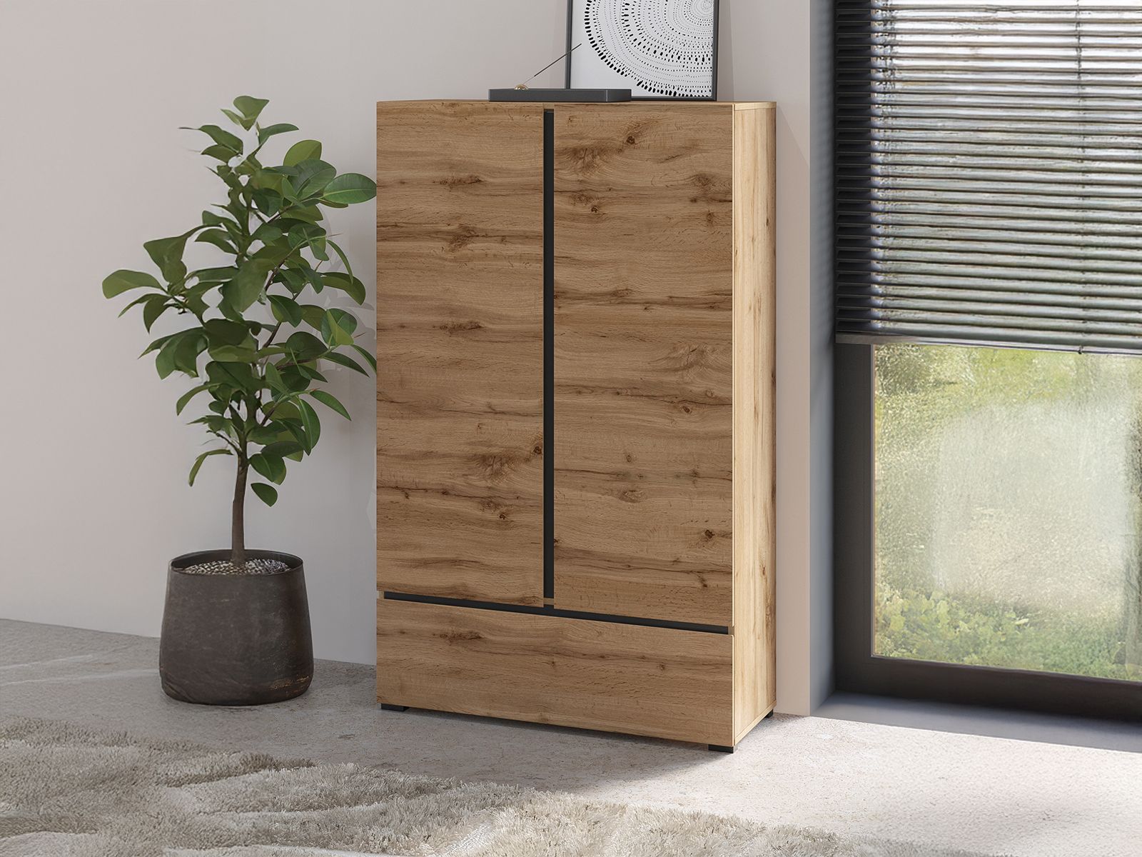 Commode CROSSAIR 2 portes 1 tiroir chêne wotan