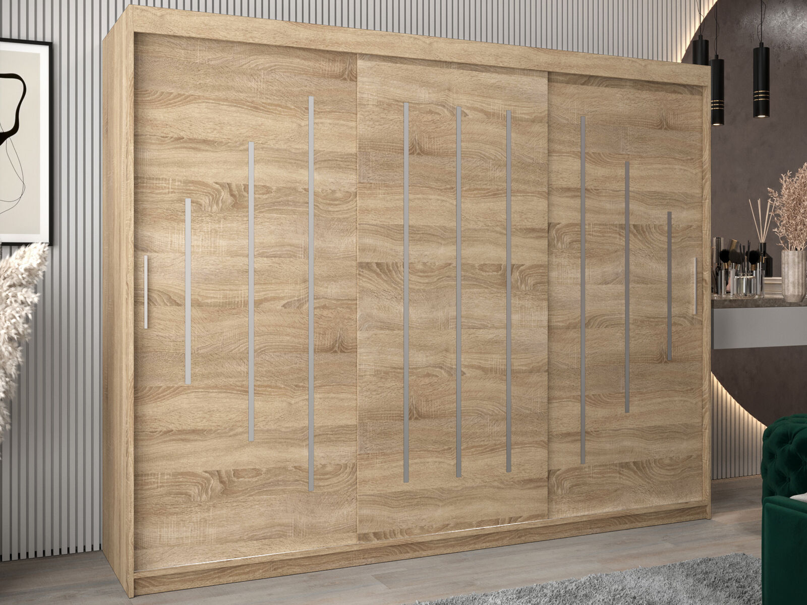 Armoire YORKNEW 3 portes coulissantes 250 cm sonoma