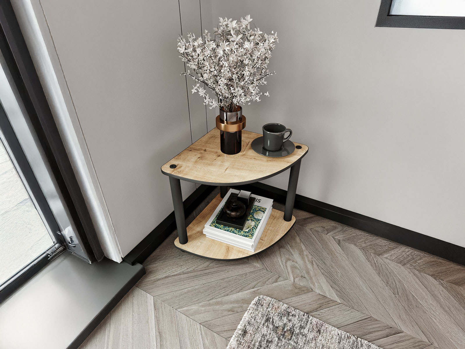 Table d’appoint d’angle BOOKY 34 cm chêne