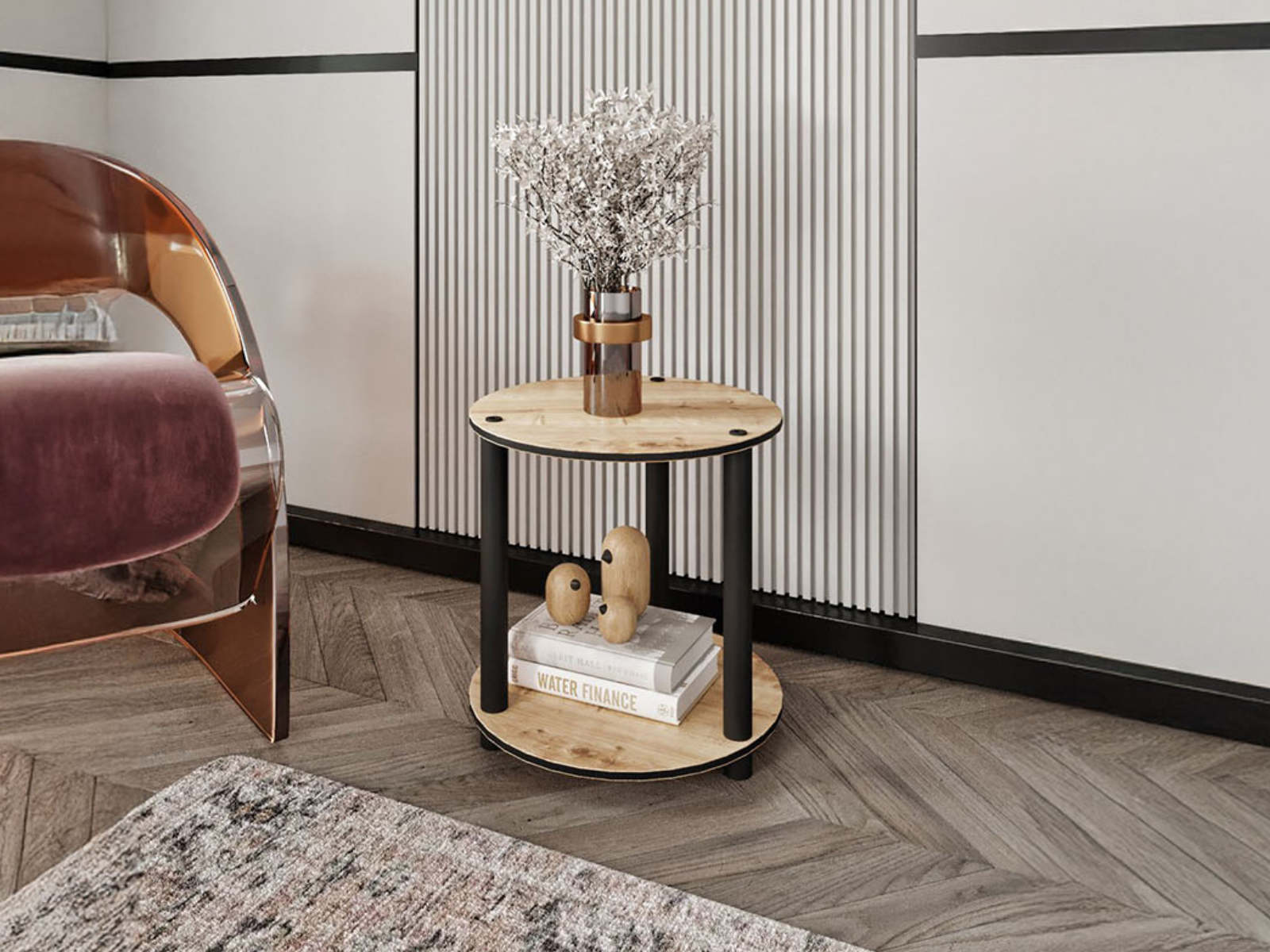 Table d’appoint ronde BOOKY 34 cm chêne
