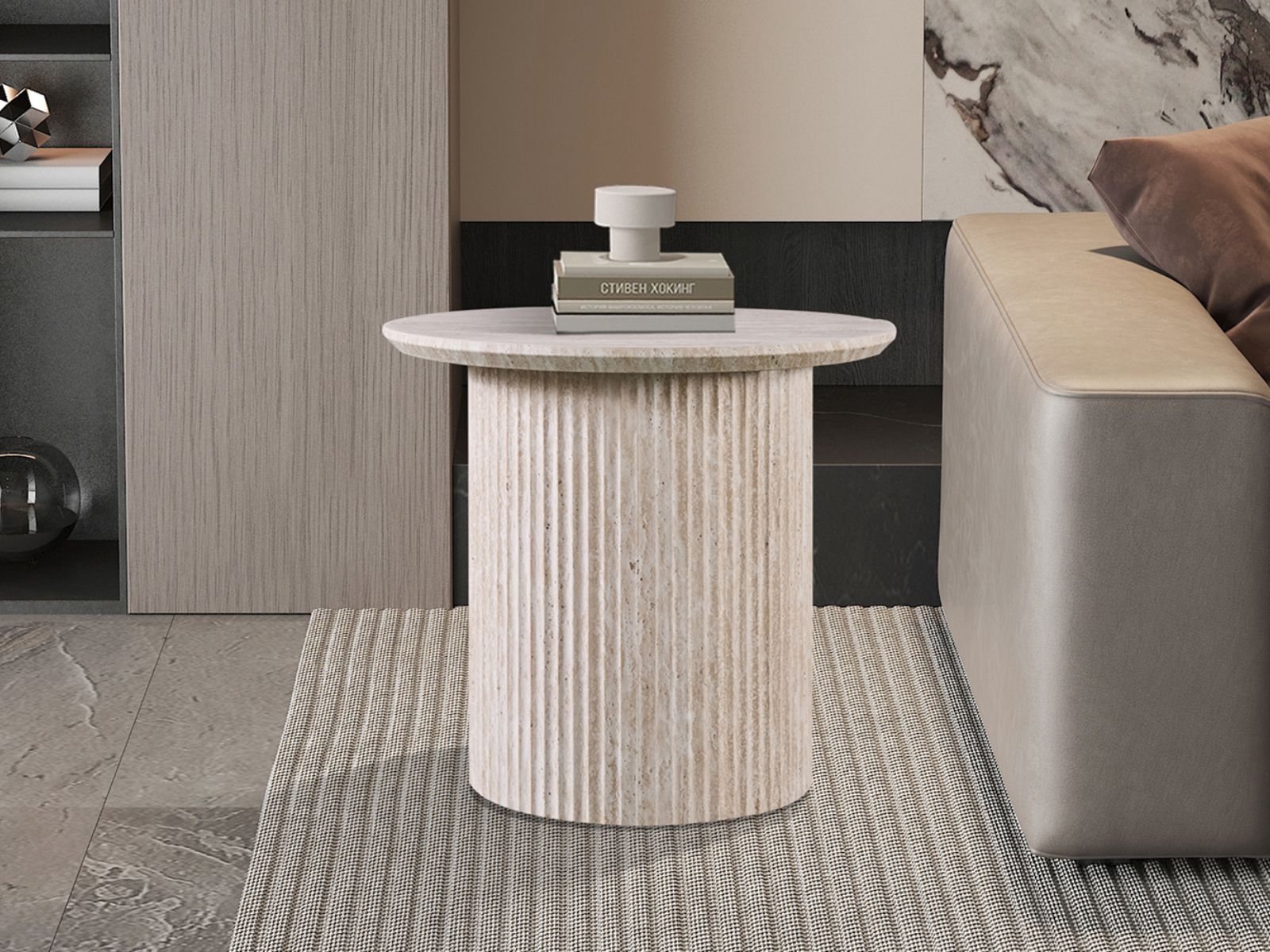 Table basse LARUSSO 50 cm travertin