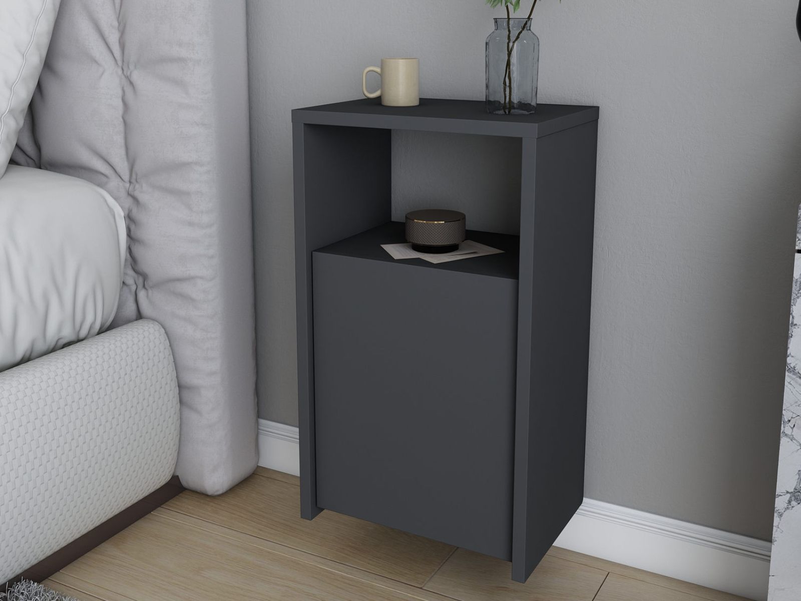Chevet suspendu CALIN 1 porte anthracite