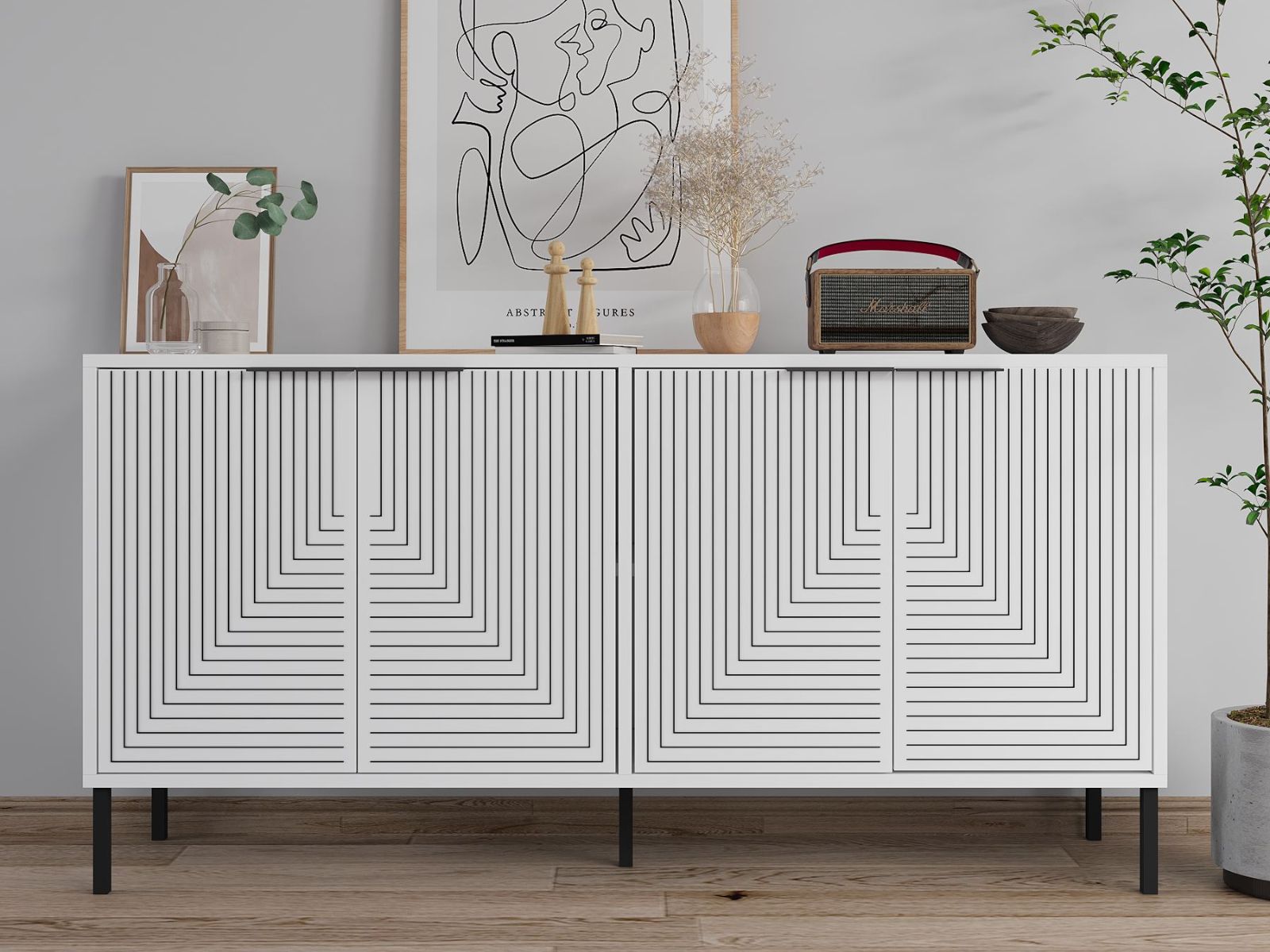 Buffet/bahut LAUREAT 4 portes blanc