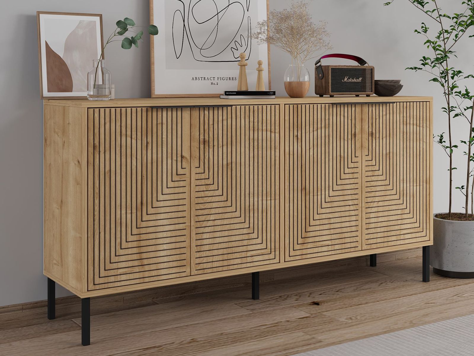 Buffet/bahut LAUREAT 4 portes chêne saphire