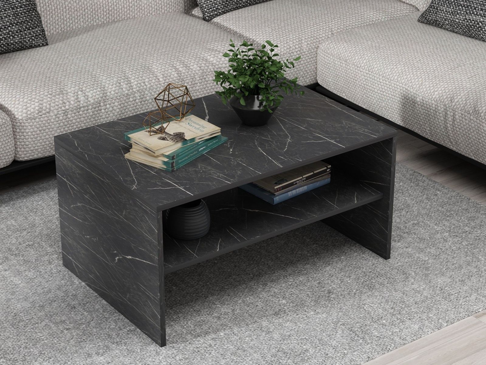 Table basse APOLLO 90 cm marbre noir