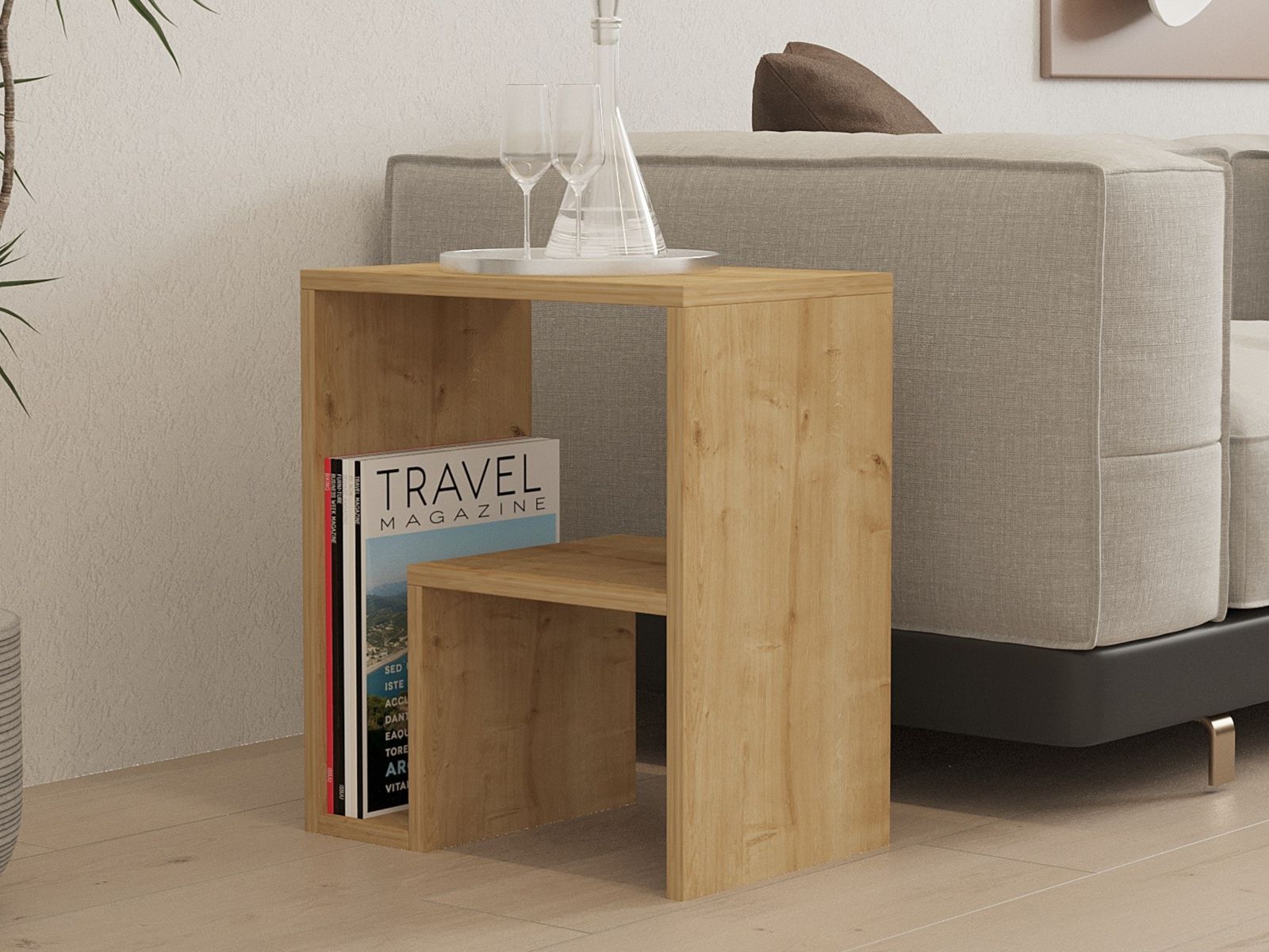 Table d'appoint YAPU 52 cm chêne saphire