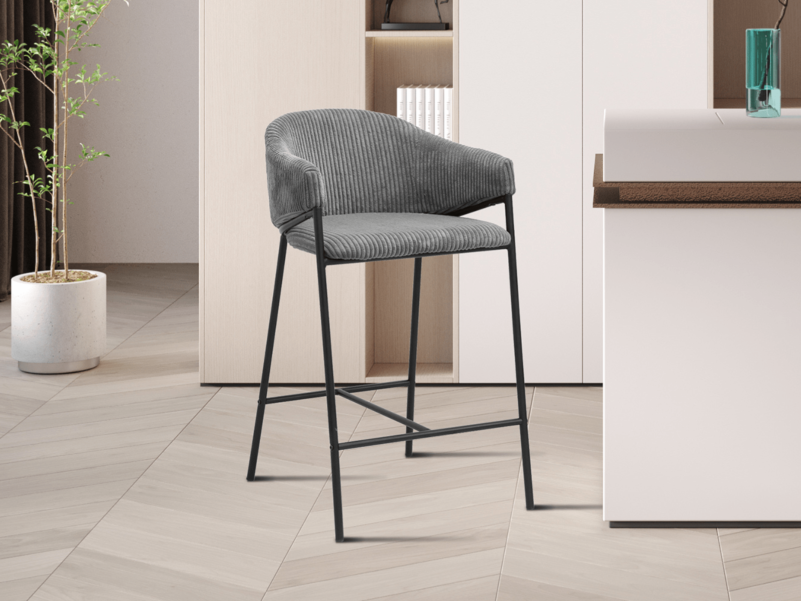 Tabouret de bar NICOLE gris foncé
