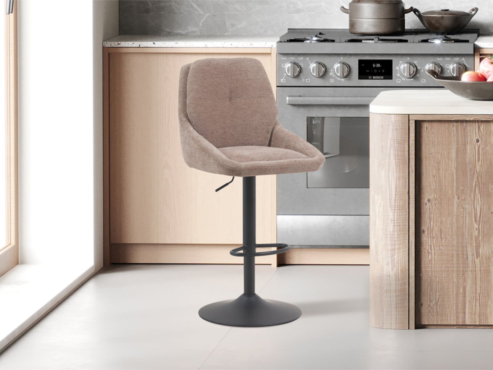 Tabouret de bar SNIPER 64 > 85 cm tissu sable