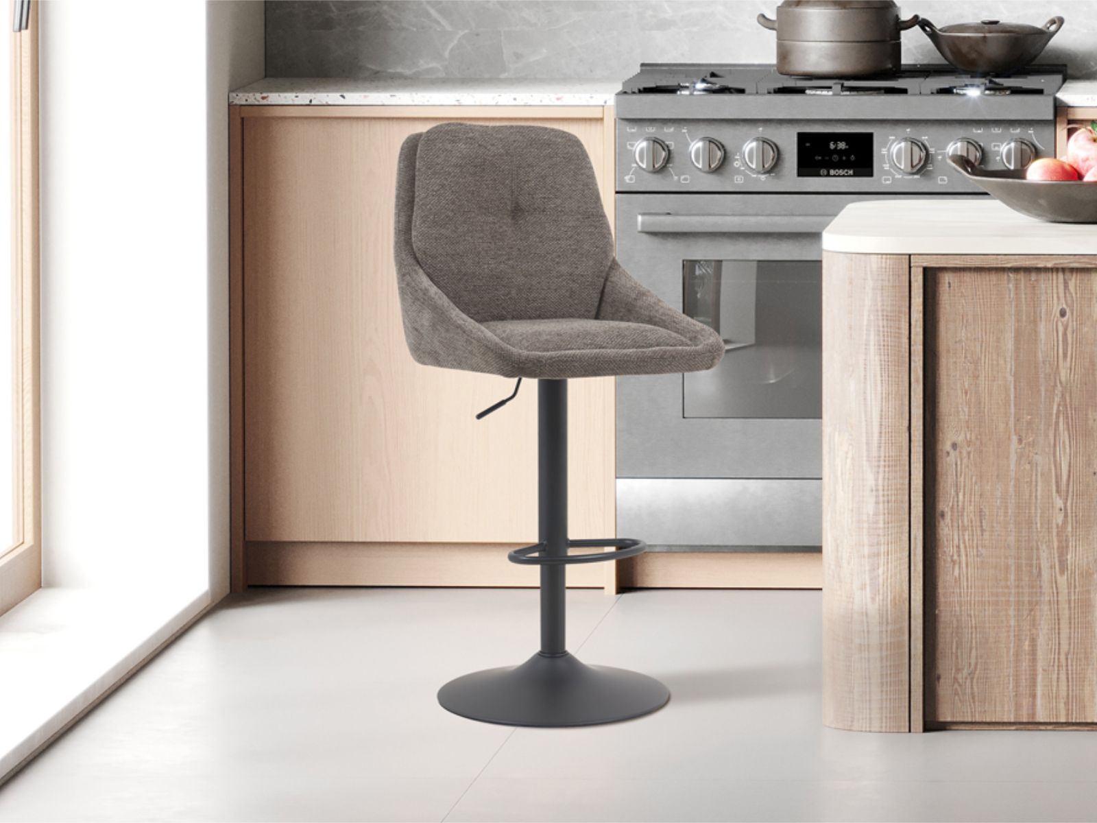 Tabouret de bar SNIPER 64 > 85 cm tissu gris