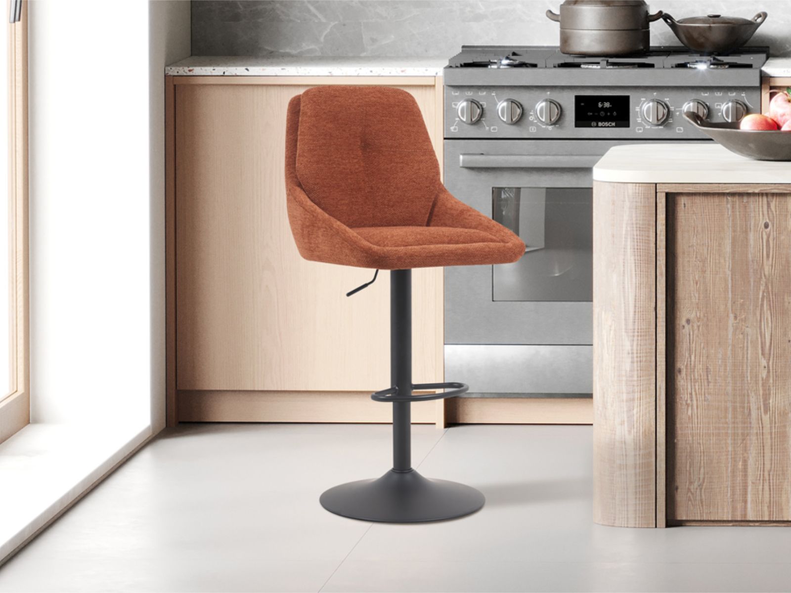 Tabouret de bar SNIPER 64 > 85 cm tissu rouille