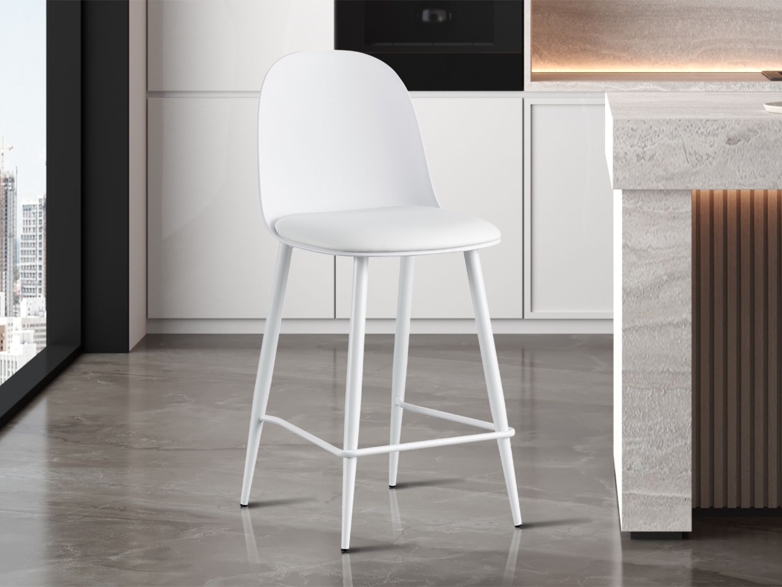 Tabouret de bar MINNA blanc