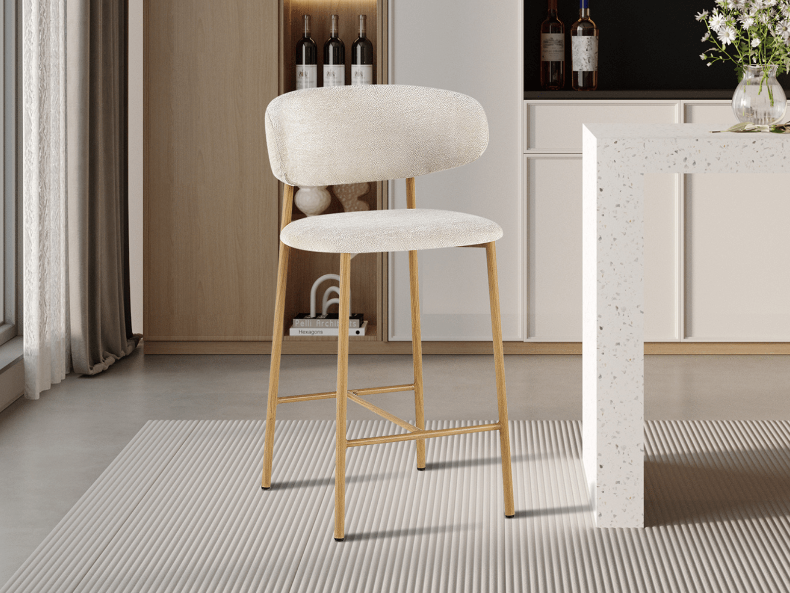 Tabouret de bar CORALIE beige
