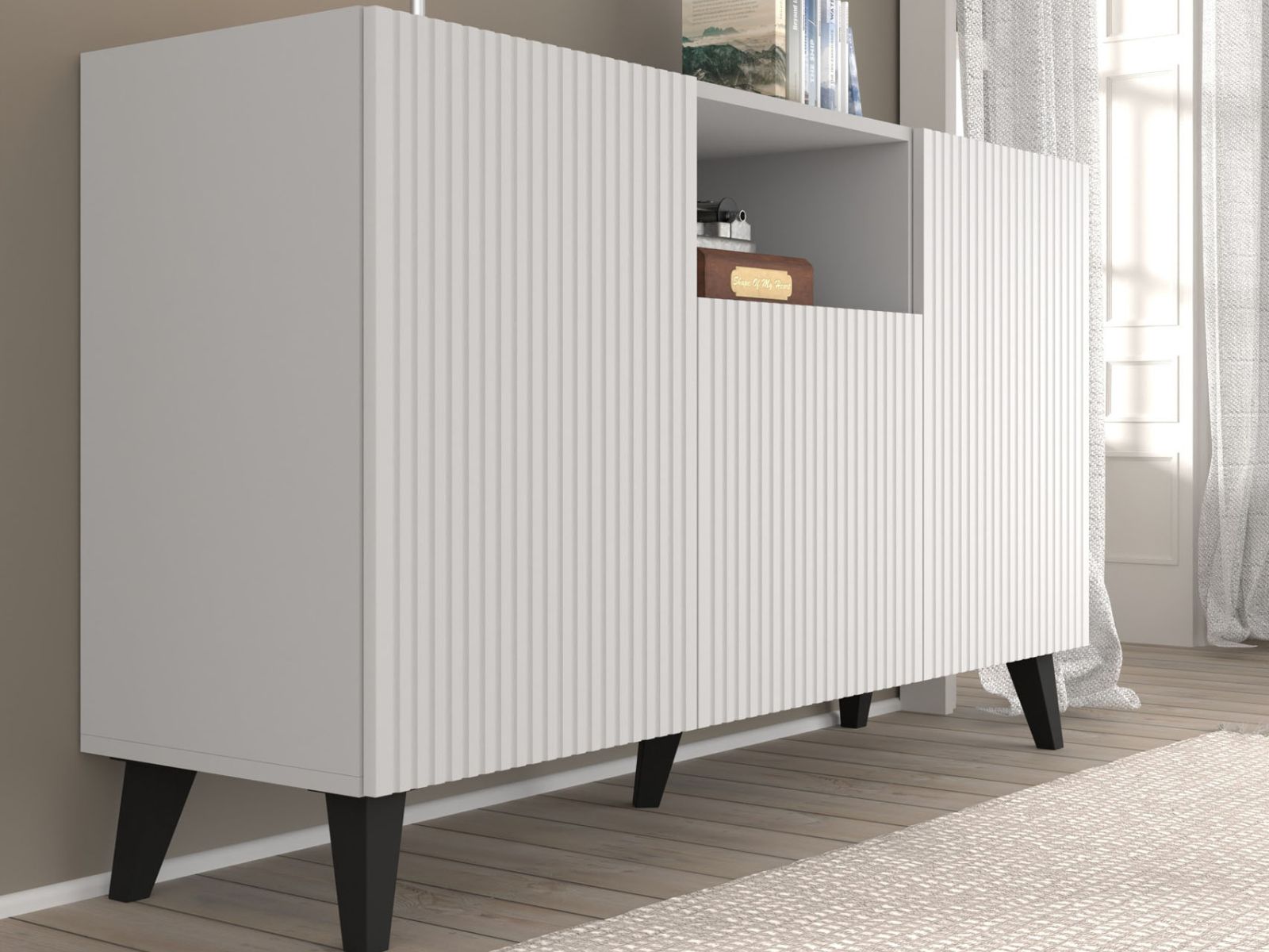 Buffet/bahut RAVAGE 3 portes blanc mat