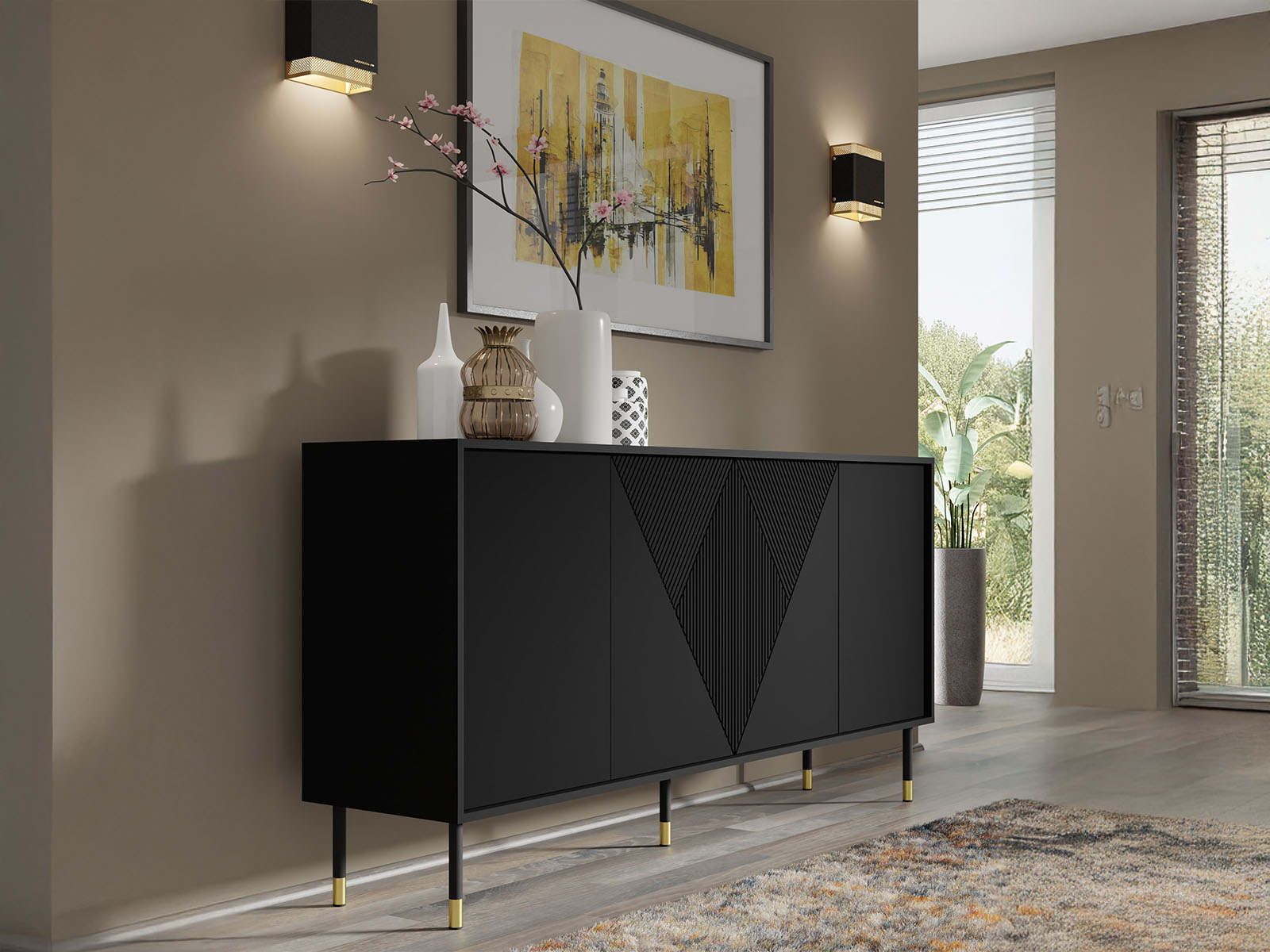 Buffet/bahut WOODKID 4 portes noir