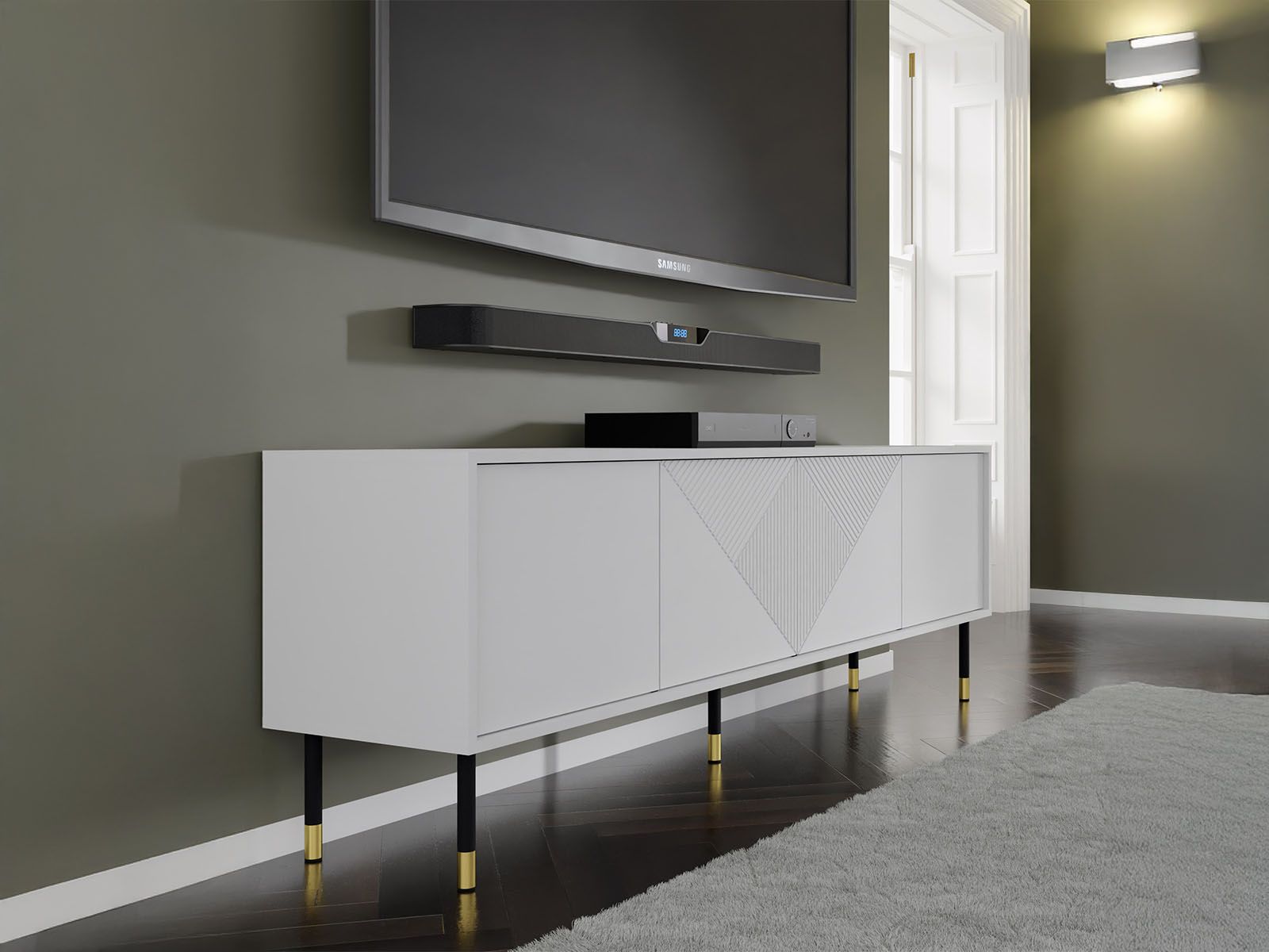 Meuble tv-hifi WOODKID 4 portes blanc