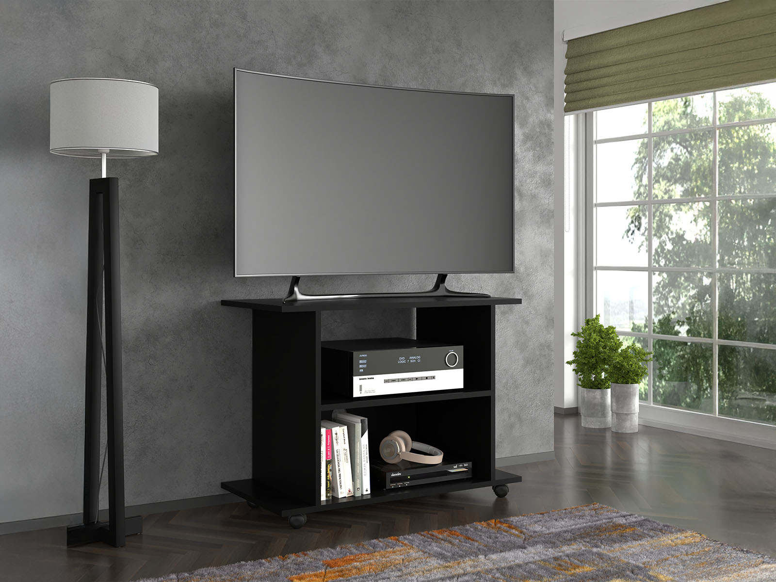 Meuble tv-hifi YOSHI 80 cm noir