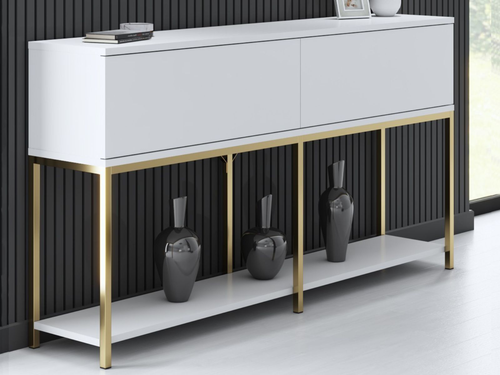 Console LODINO 150 cm blanc/doré
