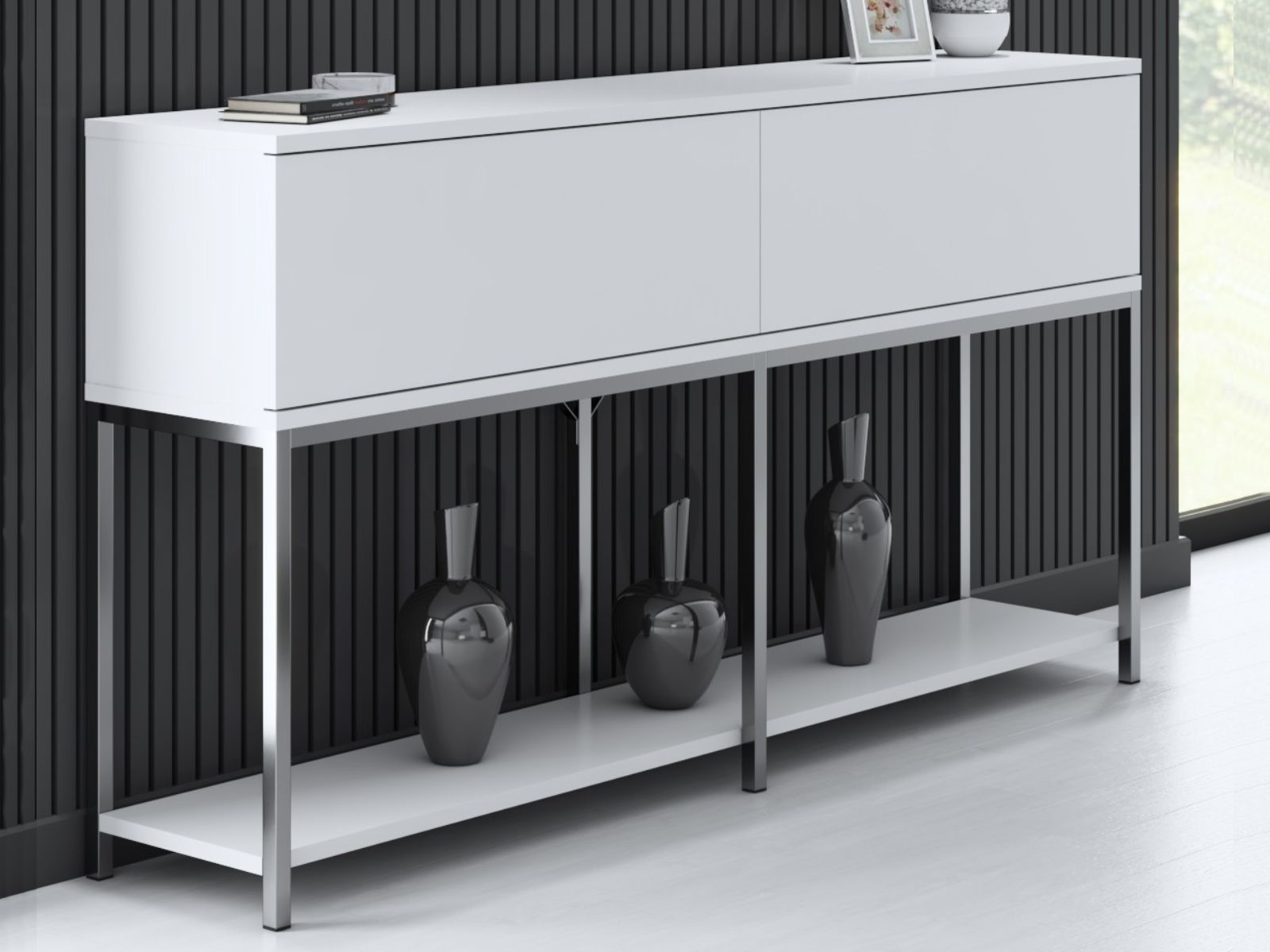 Console LODINO 150 cm blanc/argenté