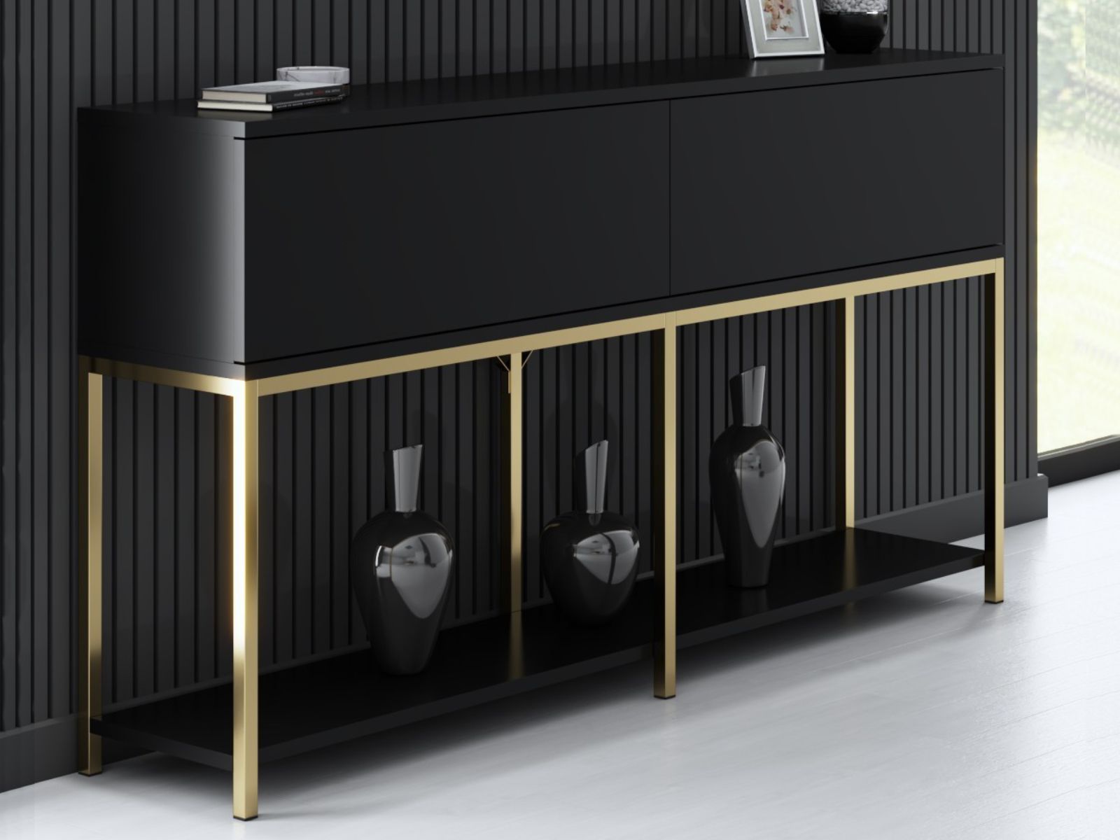 Console LODINO 150 cm noir/doré
