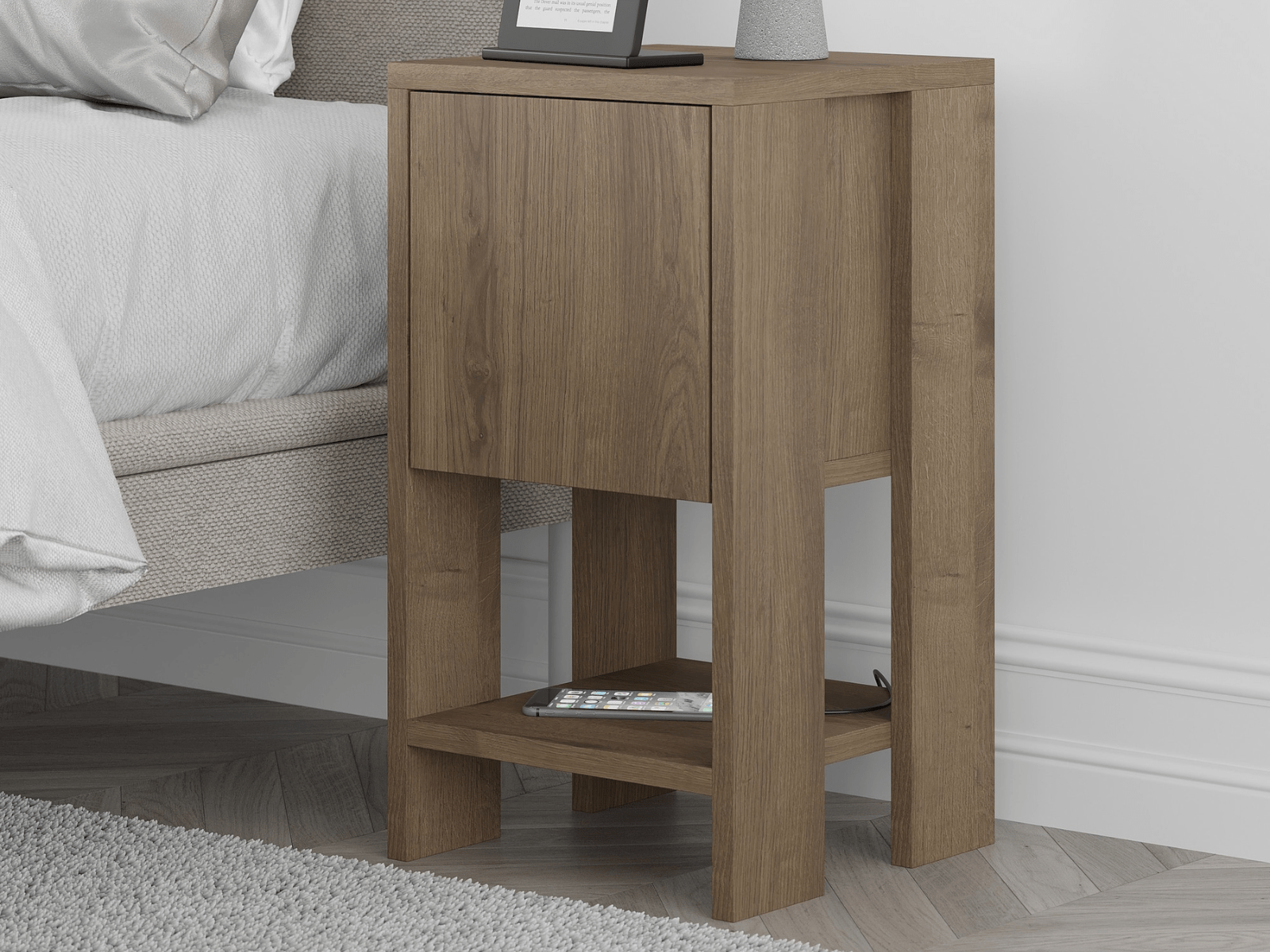 Table de chevet EMAR 1 porte abattante brun foncé