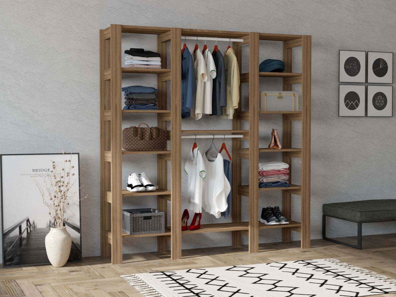 Armoire CITADEL 160 cm noyer