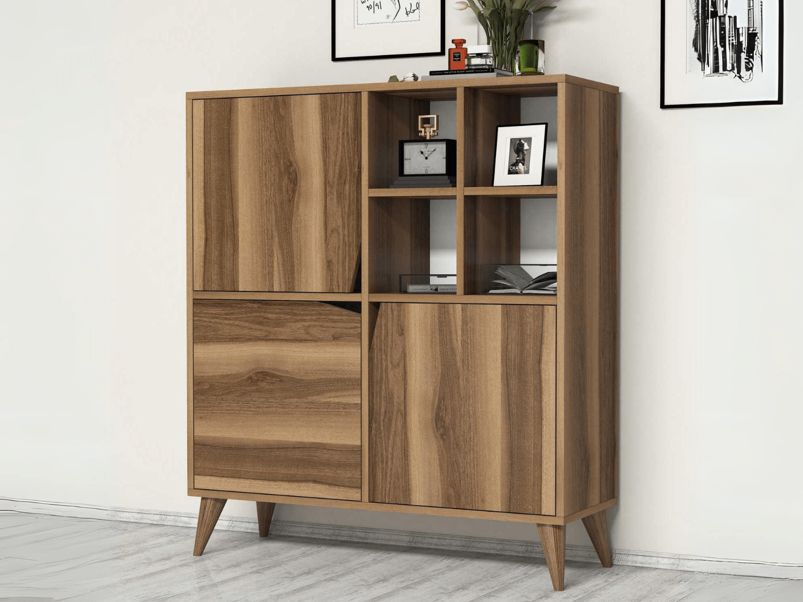 Commode PULSORA 3 portes noyer