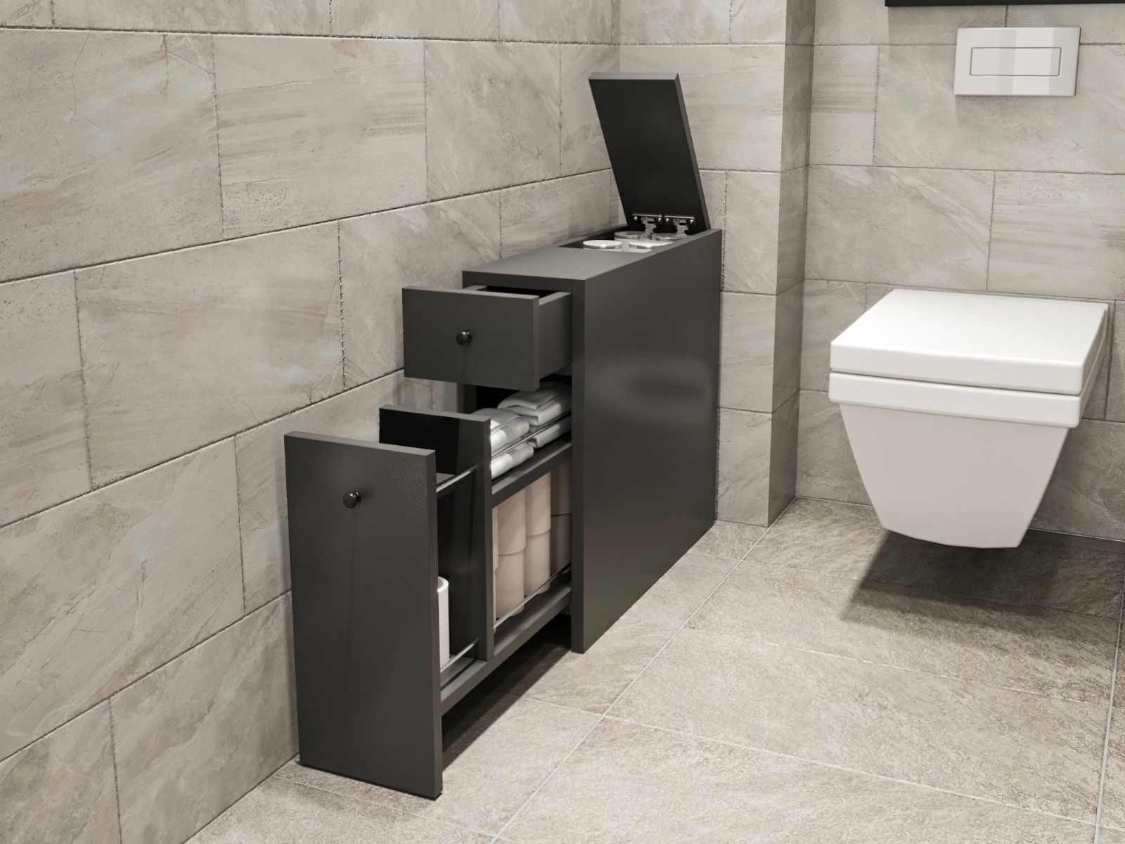Armoire de toilette CARENCE 2 tiroirs anthracite