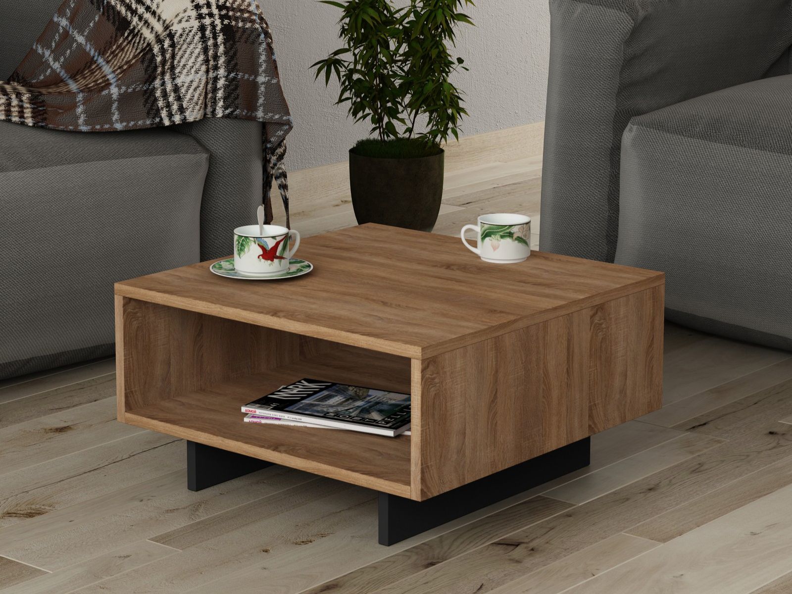 Table basse QUETAL 60 cm chêne/anthracite