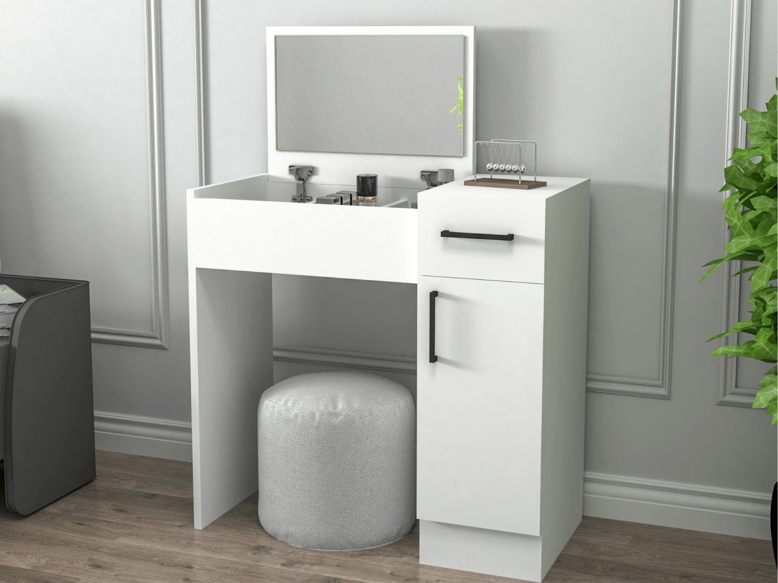 Coiffeuse INCATO 2 portes 1 tiroir blanc