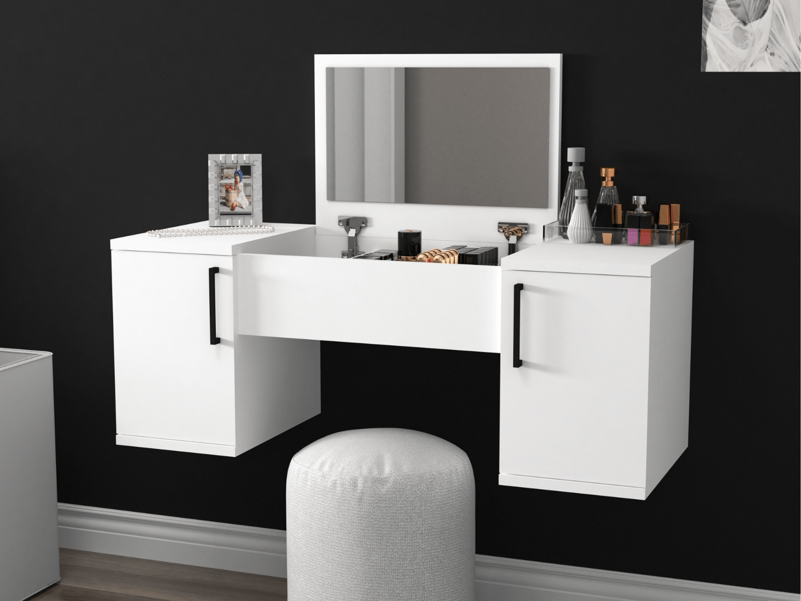 Coiffeuse MERCANTO blanc 2 portes