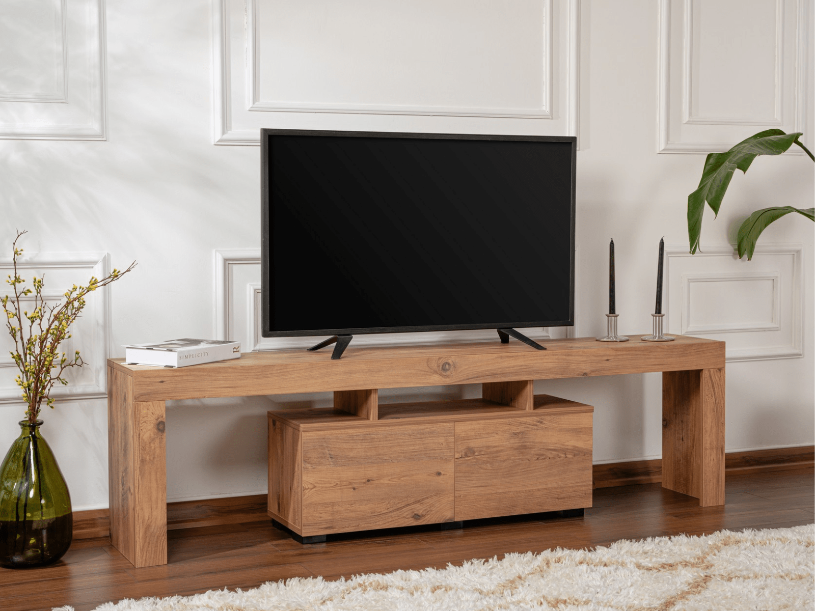 Meuble tv-hifi ELORA 2 portes pin atlantique