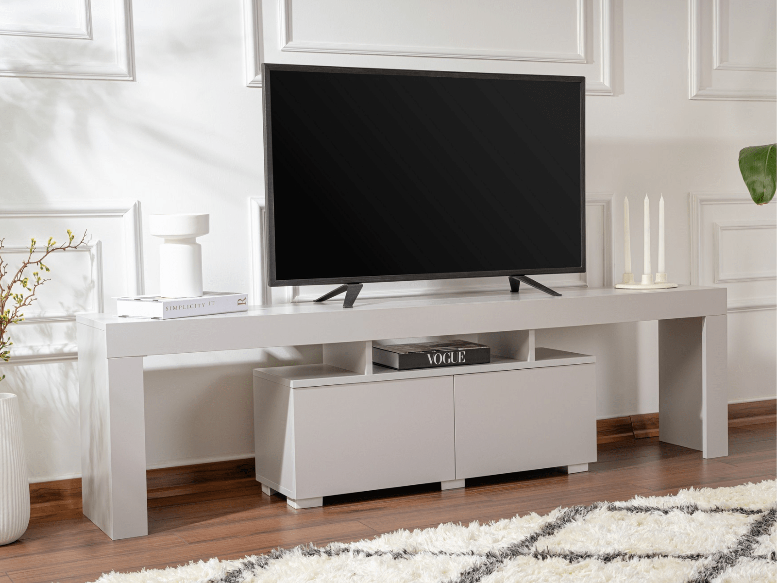 Meuble tv-hifi ELORA 2 portes gris