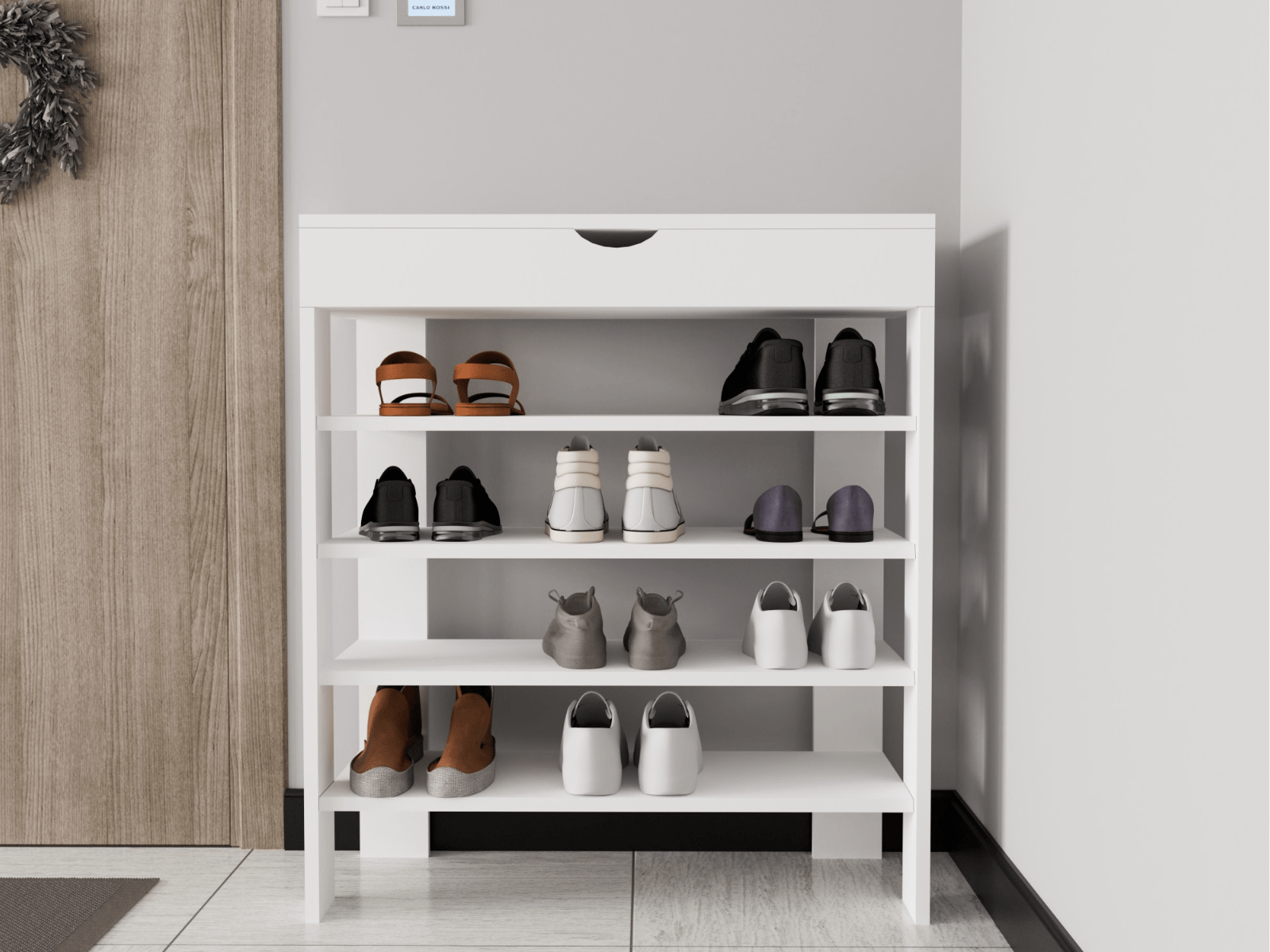 Meuble à chaussures ROYELLE 1 porte blanc