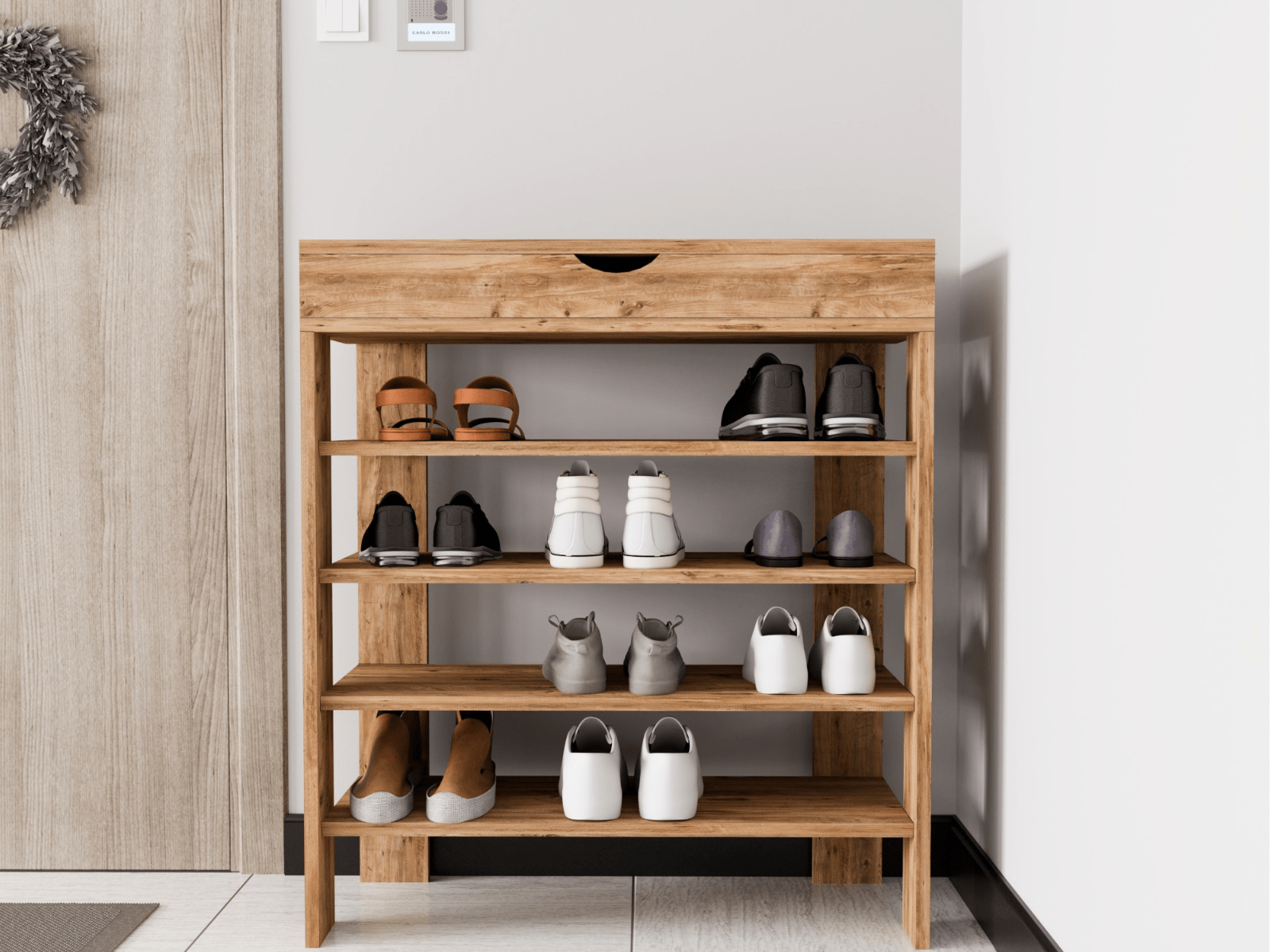 Meuble à chaussures ROYELLE 1 porte pin atlantique