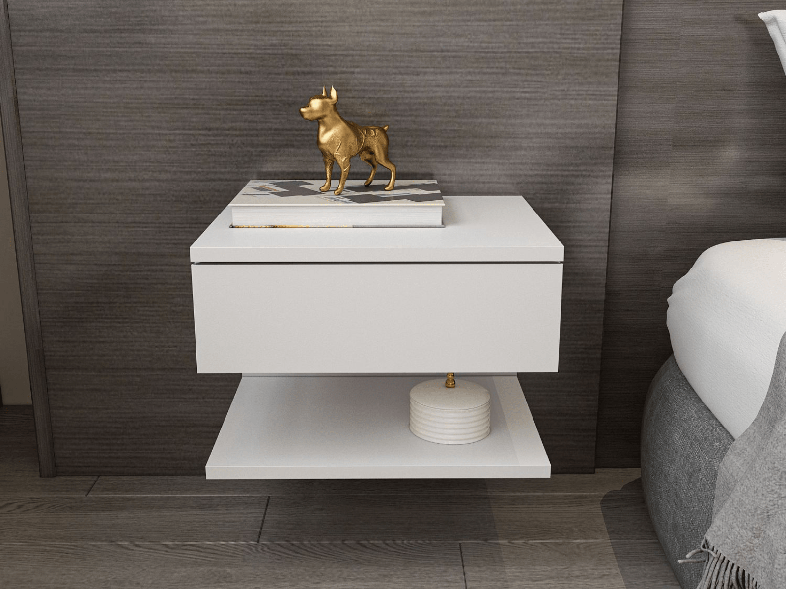 Chevet suspendu VIVIENNE 45 cm blanc
