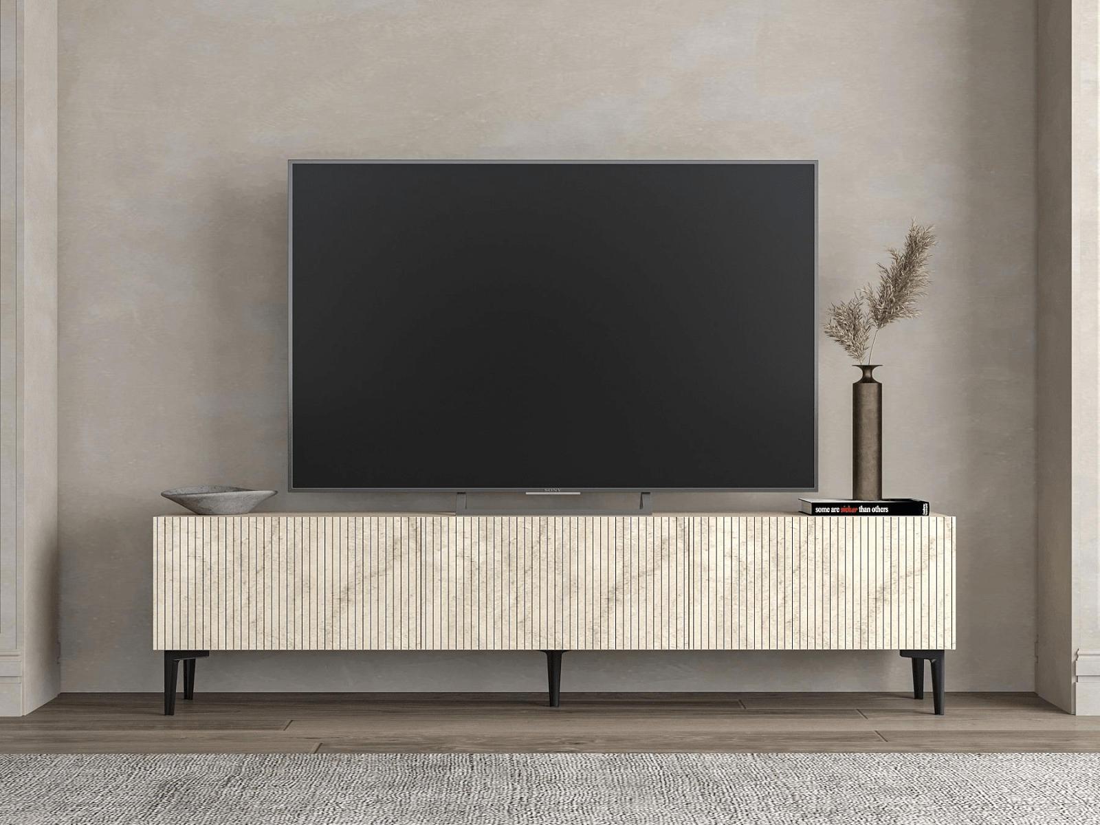 Meuble tv-hifi OSCARO 3 portes travertin