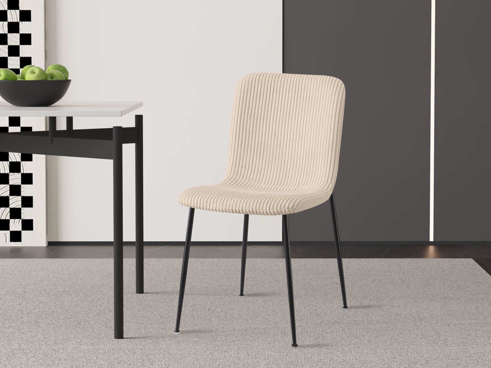 Chaise KALYS velours côtelé beige