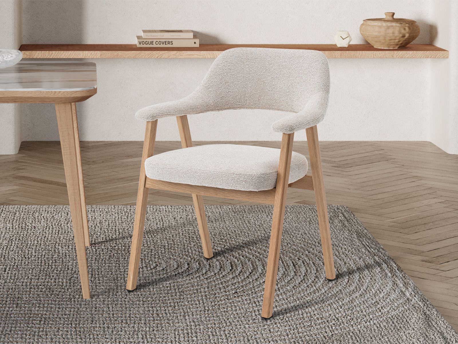 Chaise RAZMOK chêne massif/tissu beige