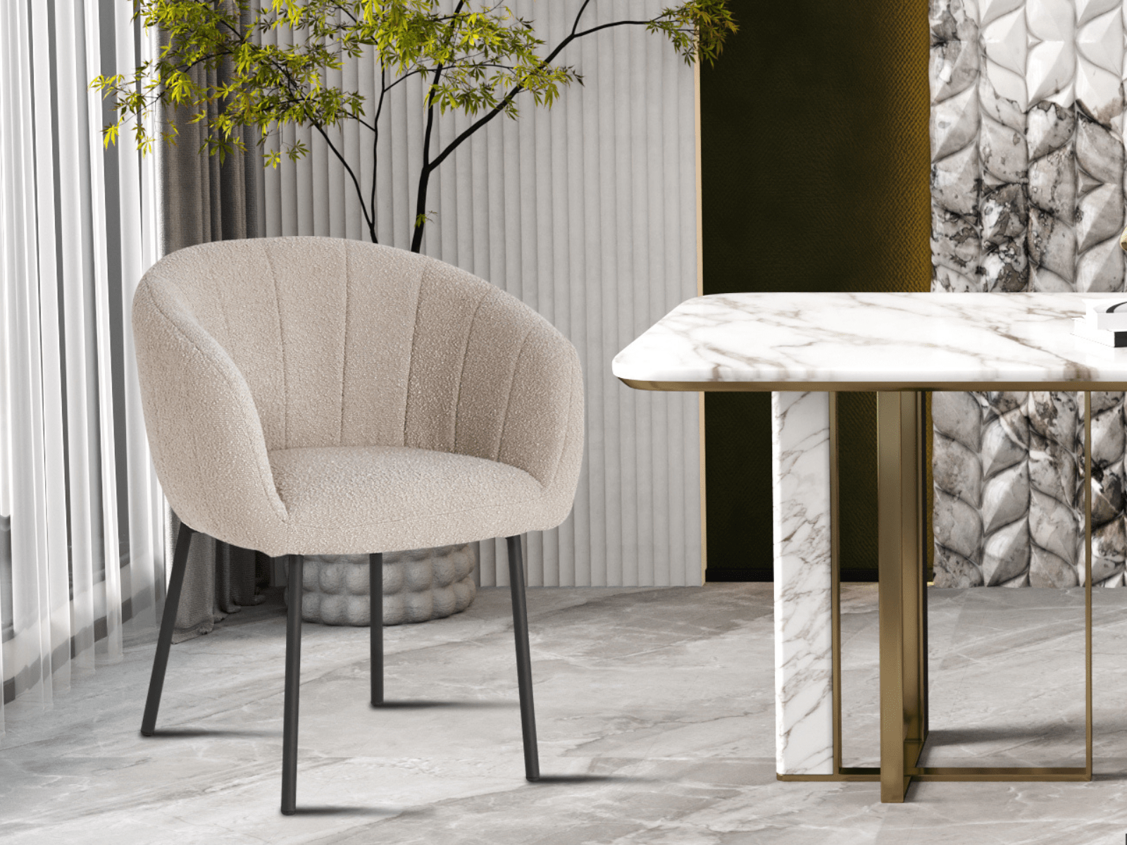 Chaise SILVANA sable bouclé