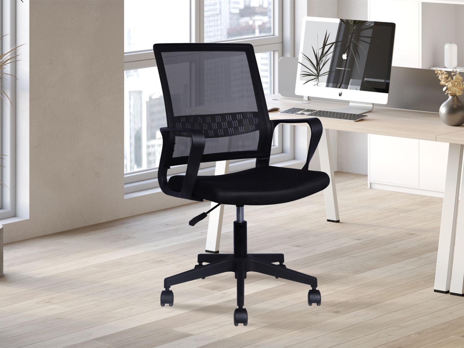 Chaise de bureau DYDOU tissu noir