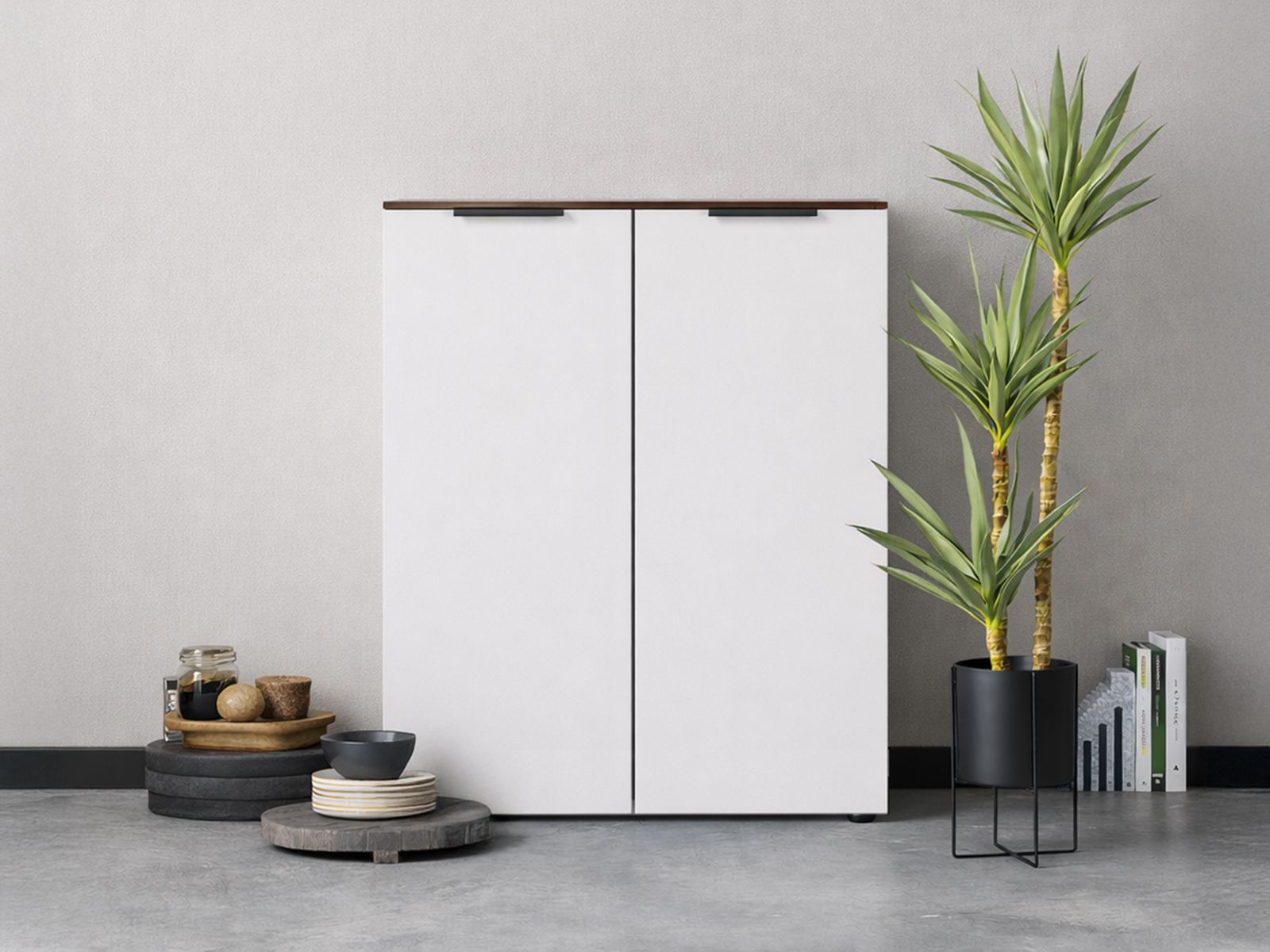 Armoire ANGOLA 2 portes 120 cm cachemire/noyer