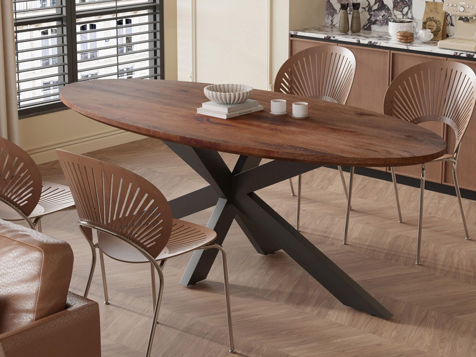 Table repas ovale TOMYRA 100x220 cm mangolia